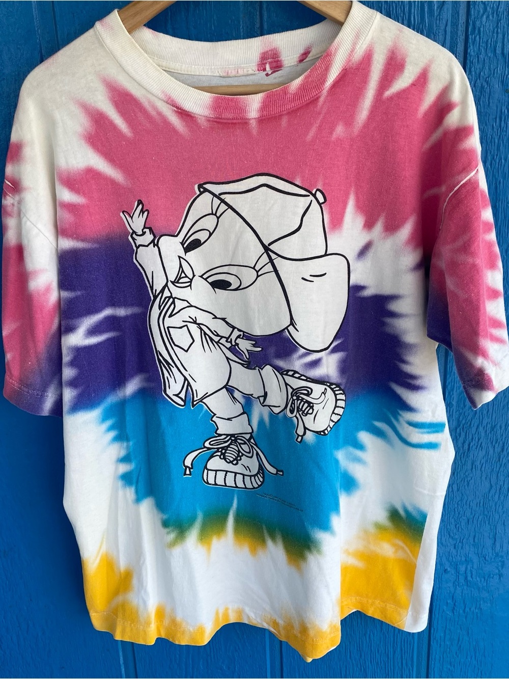 Vintage Men's size XL Warner Bros. Tweety Bird 1994 Cartoon Shirt Tye Dye Hiphop